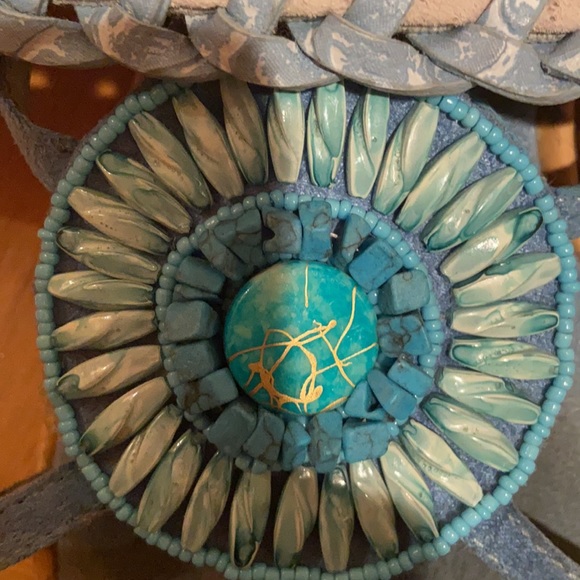 Blue beach cork shoes & blue boho suede-denim bag - Picture 10 of 11